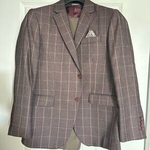 Men's Windowpane Blazer - Burgundy Check